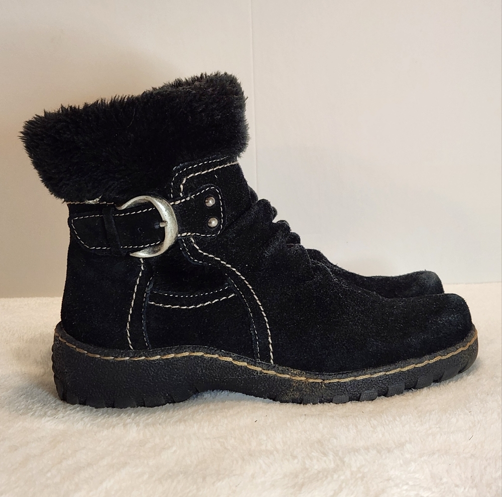 🎉BareTraps Breesen Black Suede Leather and Faux Fur Boots Size 7.5